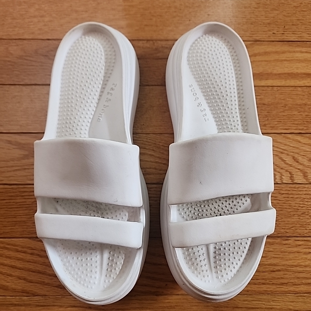rag & bone White Double-Strap Slide Sandals